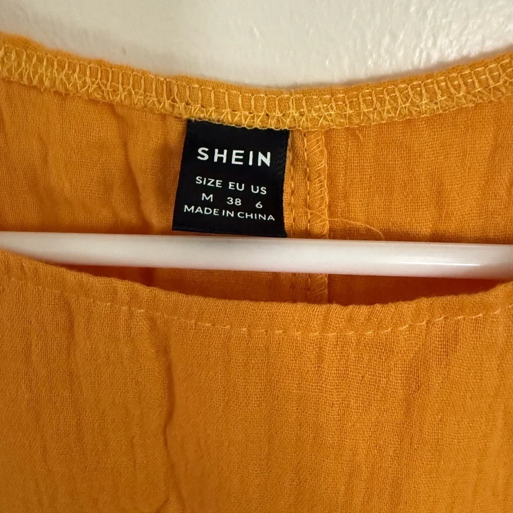 Mustard Yellow Women's Top with Ruffle Sleeves, Size Medium - Picture 2 of 3